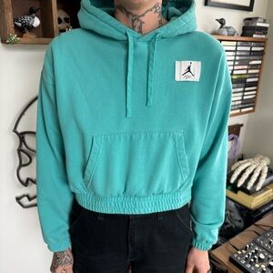 Jordan Essentials Flight Hoodie Cropped Washed Teal ~ Size XS